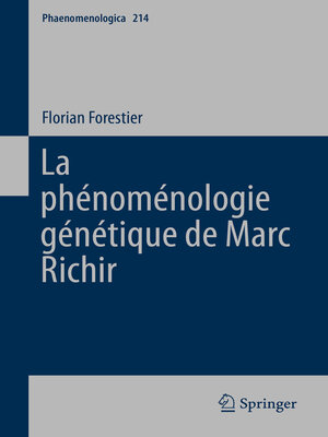 cover image of La phénoménologie génétique de Marc Richir